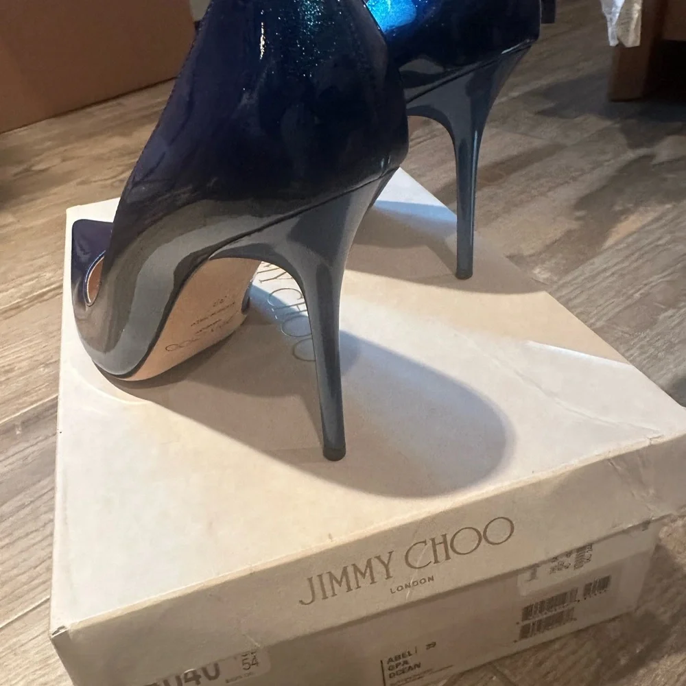Jimmy Choo Abel 120 Ocean Blue Patent Leather Pumps – Size 39 (US 8.5–9) - Picture 3 of 5